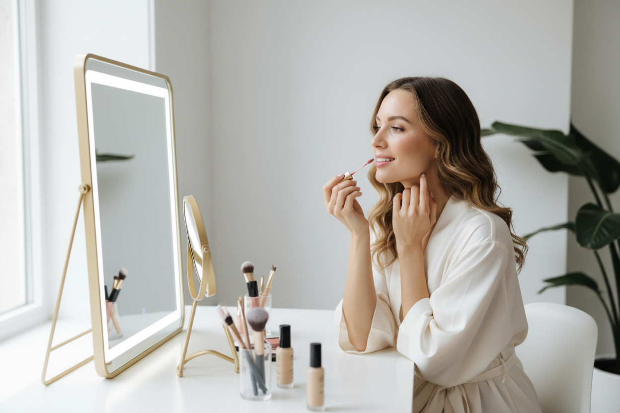mujer maquillandose