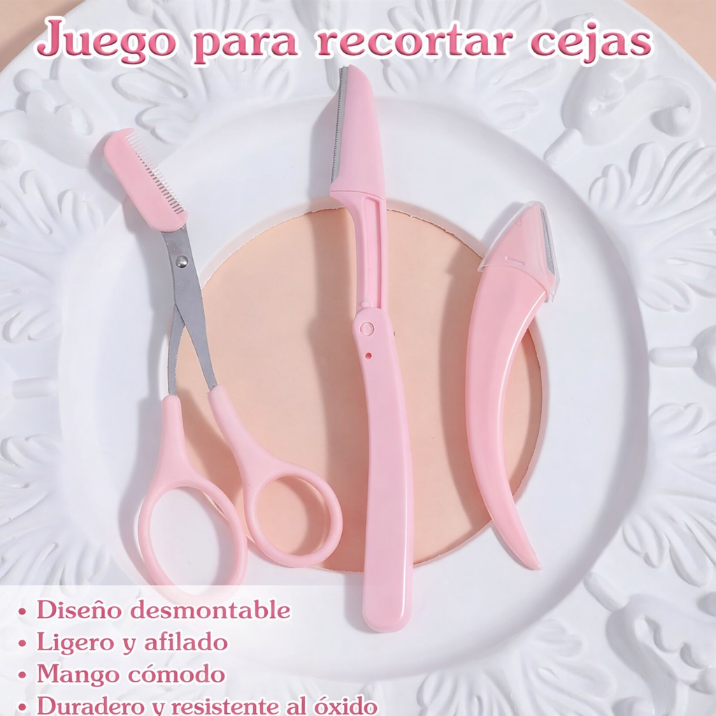 Set de Tijeras para Cejas 3 en 1 – Precisión y Estilo